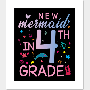 New Mermaid In 4th Grade Happy Student Senior Back To School Posters and Art